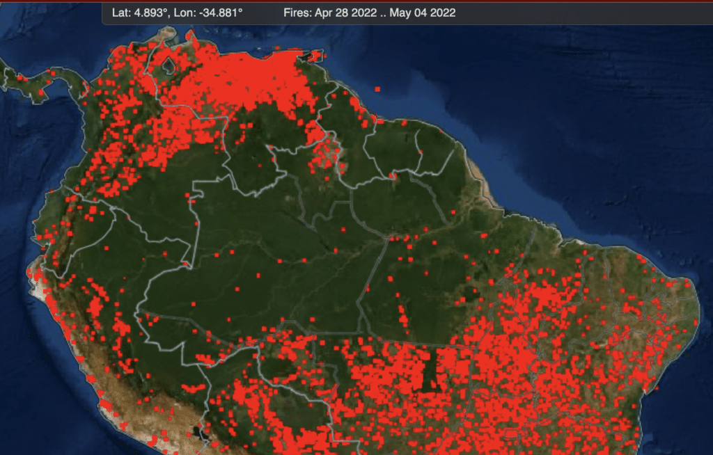 Puntos de calor en Suramérica tropical